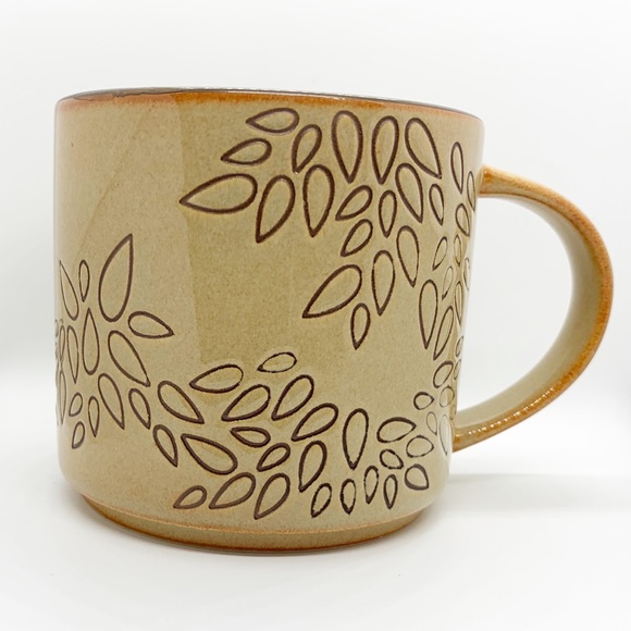 Starbucks Tan Mug With Brown Engraved Leaves - Picture 2 of 8